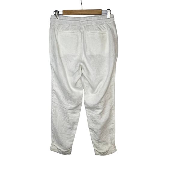 Athleta Bali Linen Jogger Pant Drawstring Pockets Cuffed Hem Size 4 - Picture 6 of 7